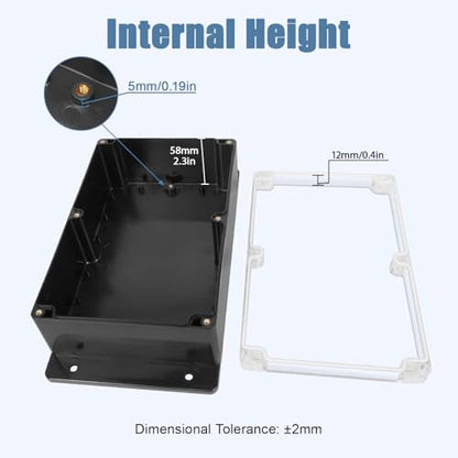 Project Box IP65 Waterproof ABS Plastic Electrical Junction Box with Clear Cover Enclosure with Fixed Ear, Black 9.0"x 5.9"x 3.1"(230x150x85mm)(Pack of 1) - color: 1 pack, size: 9.0"x 5.9"x 3.1"