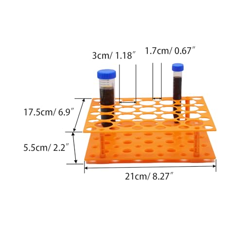 50 Well Test Tube Rack, 3 Pack Orange Holder for 10ml 15ml 50ml Tubes Lab - color: Orange, size: 50 Well