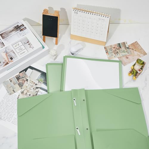 Henoyso 36 Pcs Plastic Folder with Clear Front Pocket, Sage Green - color: Sage Green