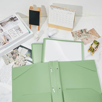 Henoyso 36 Pcs Plastic Folder with Clear Front Pocket, Sage Green - color: Sage Green