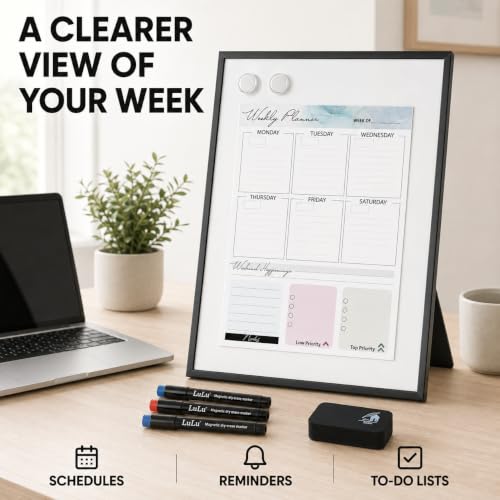 Magnetic Dry Erase Board, 12 x 16 Inch Portable Whiteboard - style: Black Stand + Planner