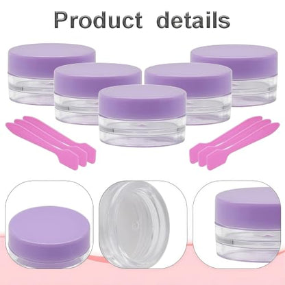 50 Pcs Makeup Sample Containers 3g/5g Sample Containers with Lids Tiny Sample Jars for Skincare Cream Lotion Jewelry Beads DIY Crafts Travel (FZG/3g/Zi) - color: purple, size: 3g