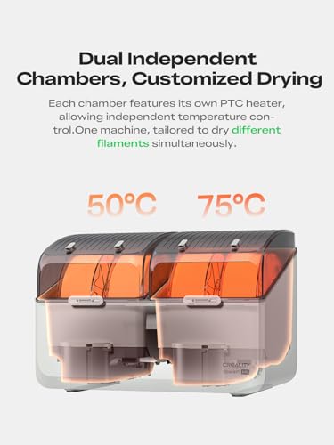 Creality Filament Dryer Box 4 Spools, Space Pi X4L Filament Storage Box, Max 85°C Temperature, Dual Independent Heating Chambers & Fan, Rapid Drying for PLA,PETG,TPU,ABS,PET,PC,ASA,PA,PAHT - size: Space Pi X4L