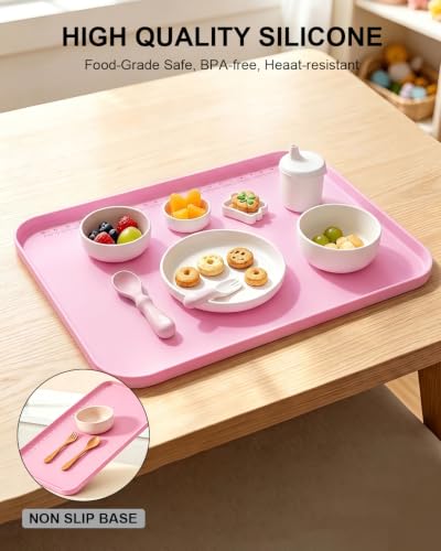 Silicone Mats for Crafts with 0.7" High Edges & Non-Slip，19" x 12" - color: Pink, size: 19"x12"
