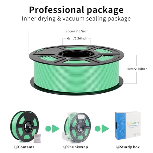 iSANMATE 3D Printer Filament ASA Mint Green, UV & Weather Resistant ASA Filament Perfect for Outdoor Functional Parts, for Bambu Lab 3D Printers,AMS,AMSLite, 1kg Spool (2.2lbs) - color: Mint Green