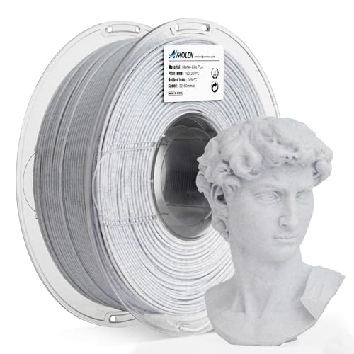 AMOLEN PLA 3D Printer Filament 1.75mm Marble White Stone 1KG - color: White Stone