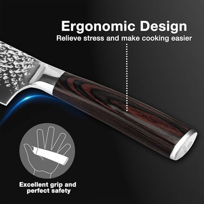 imarku Nakiri Knife 7 Inch,Razor Sharp Japanese Kitchen knife Chef Knife - color: Dark Brown/Coffee