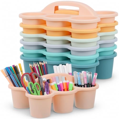 6 Pack Classroom Caddy With Handle for School Supplies, Boho - color: Boho