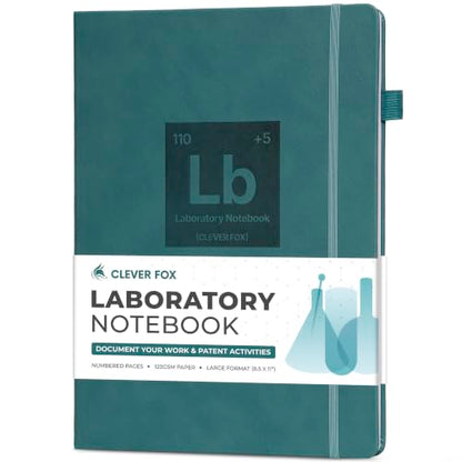 Clever Fox Laboratory Notebook, Lab Notebook, Chemistry Research, Dark Teal - color: Dark Teal