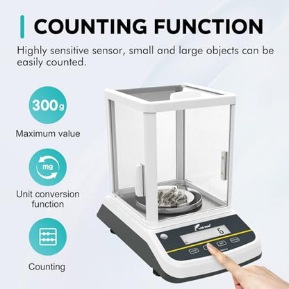 LAB FISH FA3003S Analytical Balance, 300g x 1mg Ext Calibration - size: 300