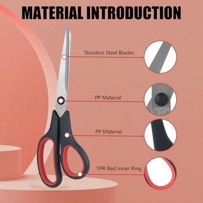 Lichamp 12pc 8.5" Multipurpose Scissors Comfort Grip Office/School/Home/Art
