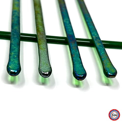 studioTica Handmade Glass Swizzle Sticks: Shamrock Fire, Set of 5 - color: Shamrock Fire