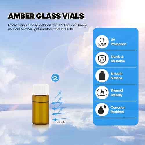 12PCS 4ml Amber Glass Small Vials with White Screw Caps & Plastic Stoppers - color: AMBER, size: 4ml