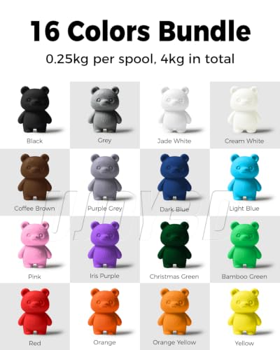 UJOY3D 16 Color Pack Hyper PLA+ Filament Bundle, High Speed PLA+ 0.25kg*16 - color: Hyper Pla+ 0.25kg Bundle-16 Colors