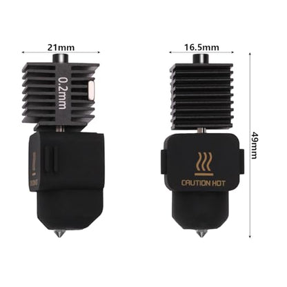 2PCS A1 Mini, A2L Upgrade Hotend Kit, 3D Printer Print Head Hot End Heating Block Kit with 0.2mm Hardened Steel Nozzle and Silicone Socks for Bambu Lab A1/A1 Mini/A2L - size: 0.2mm, style: 2 Pack