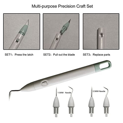 Corey-z Craft Vinyl Weeding Tools Set Precision Carving Hobby Knife Pen Coming With Additional Blades and Weeder Removal Tool for Cricut Basic Weeding Tools for Art, Scrapbooking, Cutter and DIY
