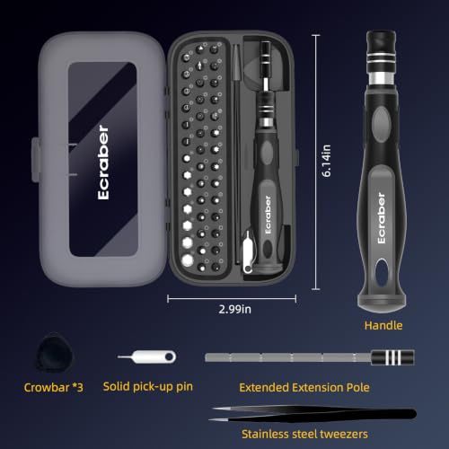 48-IN-1 Mini Precision Magnetic Tip Screwdriver Sets, Ergonomic Anti-Slip, S2 Steel Small Repair Cleaning Tool Kit for iPhone, Watch, Macbook, Computer, Laptop, PS4 PS5, Xbox, Switch, Glasses