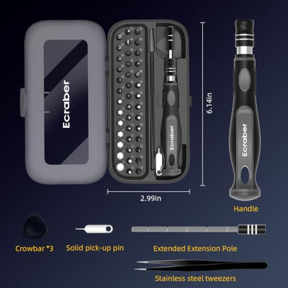 48-IN-1 Mini Precision Magnetic Tip Screwdriver Sets, Ergonomic Anti-Slip, S2 Steel Small Repair Cleaning Tool Kit for iPhone, Watch, Macbook, Computer, Laptop, PS4 PS5, Xbox, Switch, Glasses