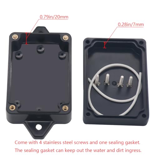 Project Box IP65 Waterproof Junction Box ABS Plastic Electrical Boxes DIY Electronic Project Case Power Enclosure with Fixed Ear 3.3 x 2.3 x 1.3 Inch - color: Black, size: 3.3”x2.3”x1.3”