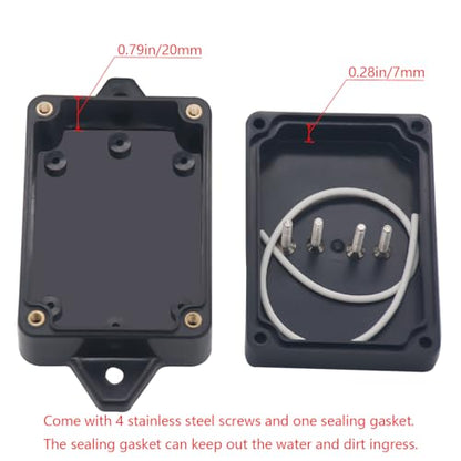 Project Box IP65 Waterproof Junction Box ABS Plastic Electrical Boxes DIY Electronic Project Case Power Enclosure with Fixed Ear 3.3 x 2.3 x 1.3 Inch - color: Black, size: 3.3”x2.3”x1.3”