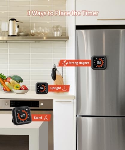 Digital Magnetic Visual Kitchen Timer, Up to 11H 59M Countdown & Count Up - color: Black