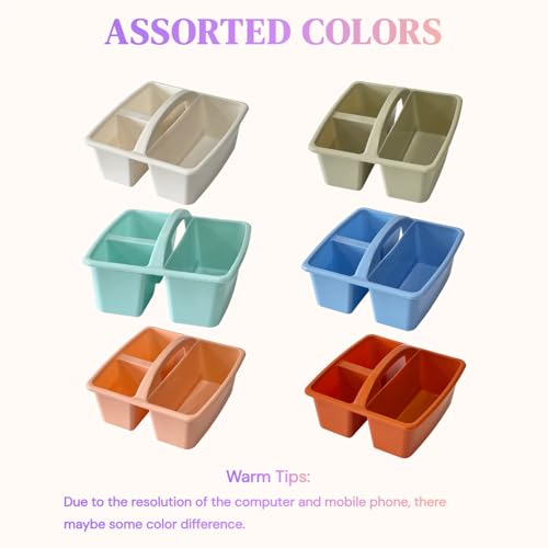Set of 6 Classroom Caddy, Small Plastic Storage Caddy with Handle, Boho - color: Boho