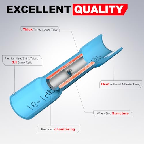 Heat Shrink Wire Butt Connector Kit Marine Waterproof Crimp Splice Terminal - size: 380 PCS