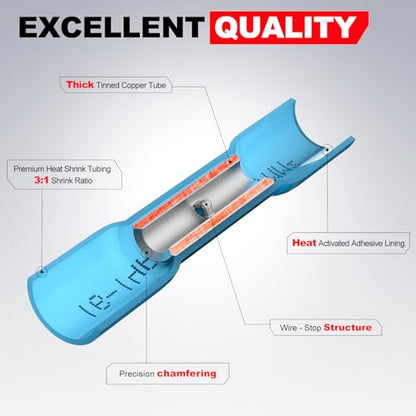 Heat Shrink Wire Butt Connector Kit Marine Waterproof Crimp Splice Terminal - size: 380 PCS