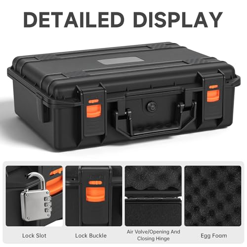 TORIBIO Hard Carrying Case with Foam, Shockproof Storage Box 16"x12"x4" - size: 16" x 12" x 4"