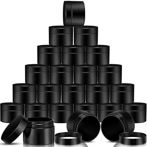 SATINIOR 24 Pieces Clear Plastic Jars with Lids, Black, 4 oz - color: Black, size: 4 oz