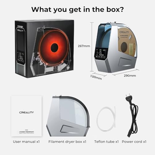 CREALITY Space Pi Filament Dryer – 360° Hot-Air Circulation, Fast Heating, 3.7'' LCD Touch Screen, One Key Set Filament Dehydrator & Storage Box for 1.75/2.85mm PLA, PETG, ABS, Nylon, PA, TPU - color: Space Pi