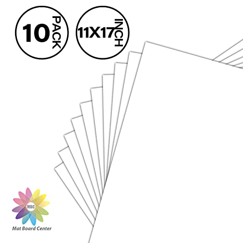 Mat Board Center 11x17 Backing Boards, 10 Pack White Backboards for Frames - size: 11x17