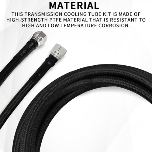 Mupera 6AN 52" Braided Transmission Cooler Lines - Leak-Proof Nylon - color: Black, size: 52 inch