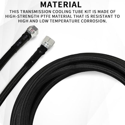Mupera 6AN 52" Braided Transmission Cooler Lines - Leak-Proof Nylon - color: Black, size: 52 inch