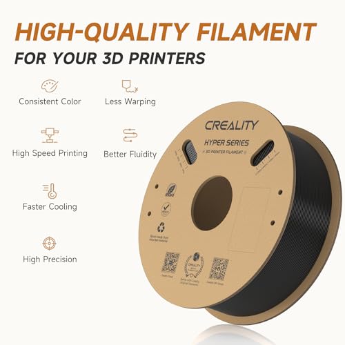 Official CREALITY Hyper PLA Filament 1.75mm Black & White 2KG, 30-600mm/s High Speed PLA Rapid 3D Printer Filament, 2 Pack 1kg Spool(2.2lbs), Dimensional Accuracy +/-0.02mm, Fit Most FDM 3D Printer - color: Black & White