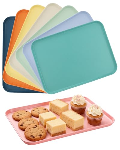 Plastic Art Trays,8 Pack Stackable Activity Tray Crafts Organizer Tray Serving Tray Jewelry Tray for DIY Projects, Painting, Beads, Organizing Supply,8 Color (16.9 x 12 Inches)