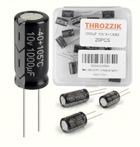 1000uF 10V 8 * 12mm 20pcs Electrolytic Capacitor 1000 uF MFD 10 Volt 0.32 * 0.47in Aluminum Capacitors - size: 1000uF 10V 8*12MM