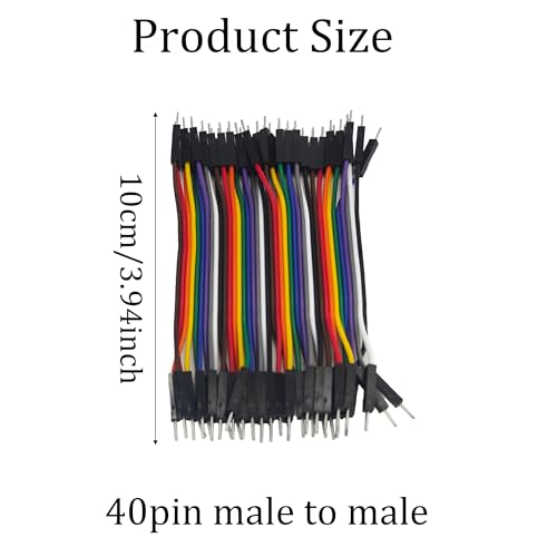 Multicolored 40 Pin 10CM Breadboard Jumper Wires, Male to Male Dupont Ribbon Cables