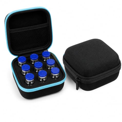 2 Pack Peptide Vial Storage Case Small for Fridge, 9 Slots Vials Holder Cases 10ml Standard for Organizer, Peptides Container for Freezer