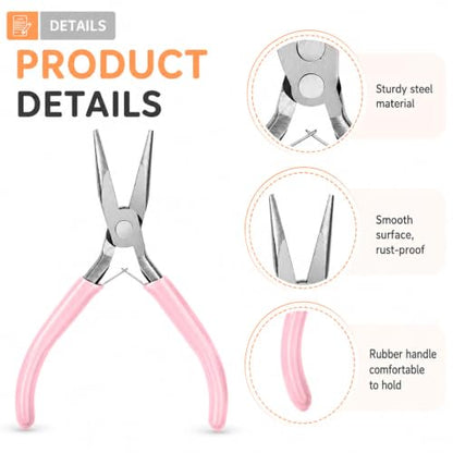 5 Inch Mini Needle Nose Plier Mini Pliers Jewelry Pliers for Jewelry Making, Comfort Grip Handle Craft Plier for Electronics Repair Supplies Wire Beading Hobby