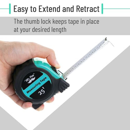 Mr. Pen- Retractable Tape Measure 25 ft, Turquoise Blue, Easy Read - color: Turquoise Blue, size: 1 pcs