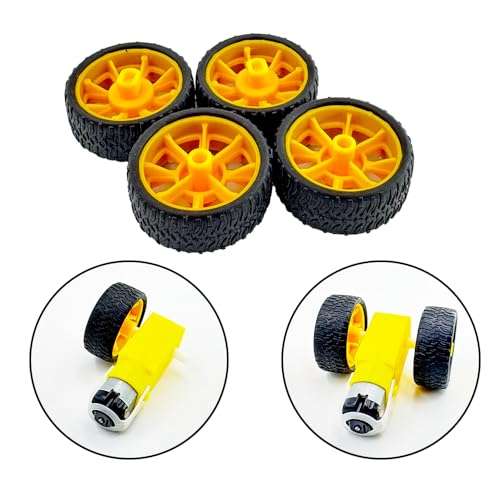 4PCS Toy Car Wheels Robot Car Rubber Tire Wheel for RC Car Truck Robot DIY Model Toy Wheel Replacement Parts (17x41mm Yellow) - style: 17x41mm Yellow