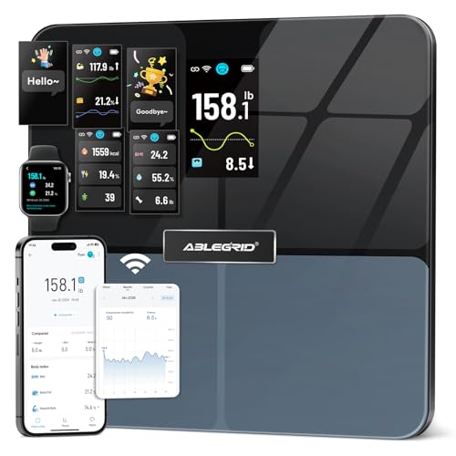 ABLEGRID WiFi Smart Bathroom Scale for Body Weight and Fat, 500 lb