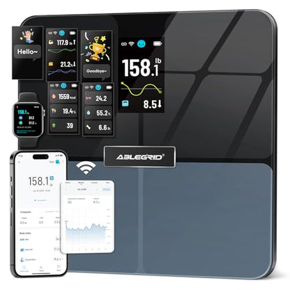 ABLEGRID WiFi Smart Bathroom Scale for Body Weight and Fat, 500 lb