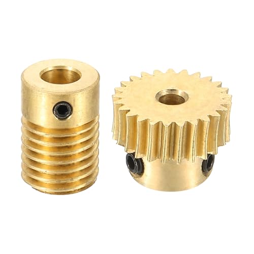 uxcell Worm Gear Set Right Rotation 25T 0.5 Module 1:25 Reduction Rate - size: Gear-3mm, Rod-6mm Bore, style: 0.5M-25T