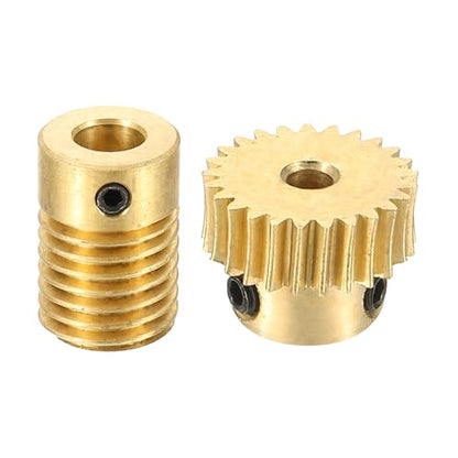 uxcell Worm Gear Set Right Rotation 25T 0.5 Module 1:25 Reduction Rate - size: Gear-3mm, Rod-6mm Bore, style: 0.5M-25T