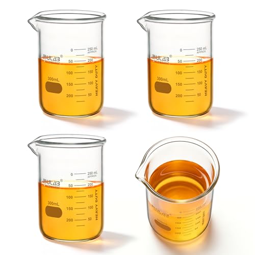 ULAB Scientific Glass Beakers, Vol. 300ml, 3.3 Borosilicate Griffin Low Form with Printed Graduation, Pack of 4, UBG1034 - style: Vol.300ml, Pack of 4