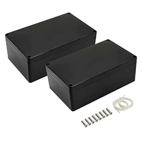 LeMotech Project Box ABS Plastic IP65 Waterproof Dustproof Electrical Junction Box Outdoor Enclosure for Electronics Black 7.87 x 4.72 x 2.95 inch (200 x 120 x 75 mm)(Pack of 2) - color: Black (2 packs), size: 7.87" x 4.72" x 2.95"
