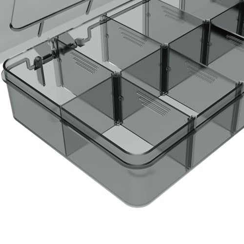 SRNYJAO Plastic Organizer Box,Clear Tackle Box Organizer Compartment - color: gray, size: 12 Grids