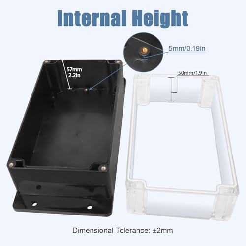 Project Box IP65 Waterproof ABS Plastic Electrical Junction Box with Clear Cover Enclosure with Fixed Ear, Black 7.8"x 4.7"x 4.4"(200x120x113mm)(Pack of 1) - color: 1 pack, size: 7.8"x 4.7"x 4.4"